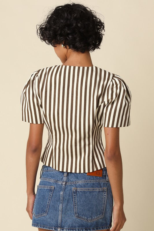 Selina Stripe Puff Sleeve Top