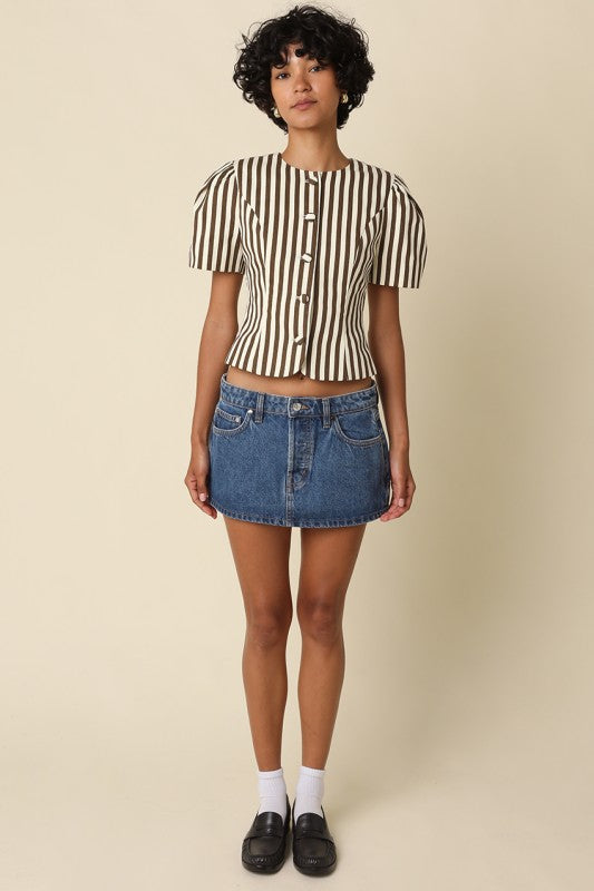 Selina Stripe Puff Sleeve Top