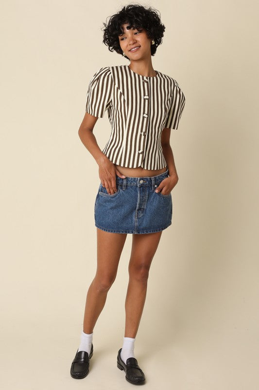 Selina Stripe Puff Sleeve Top