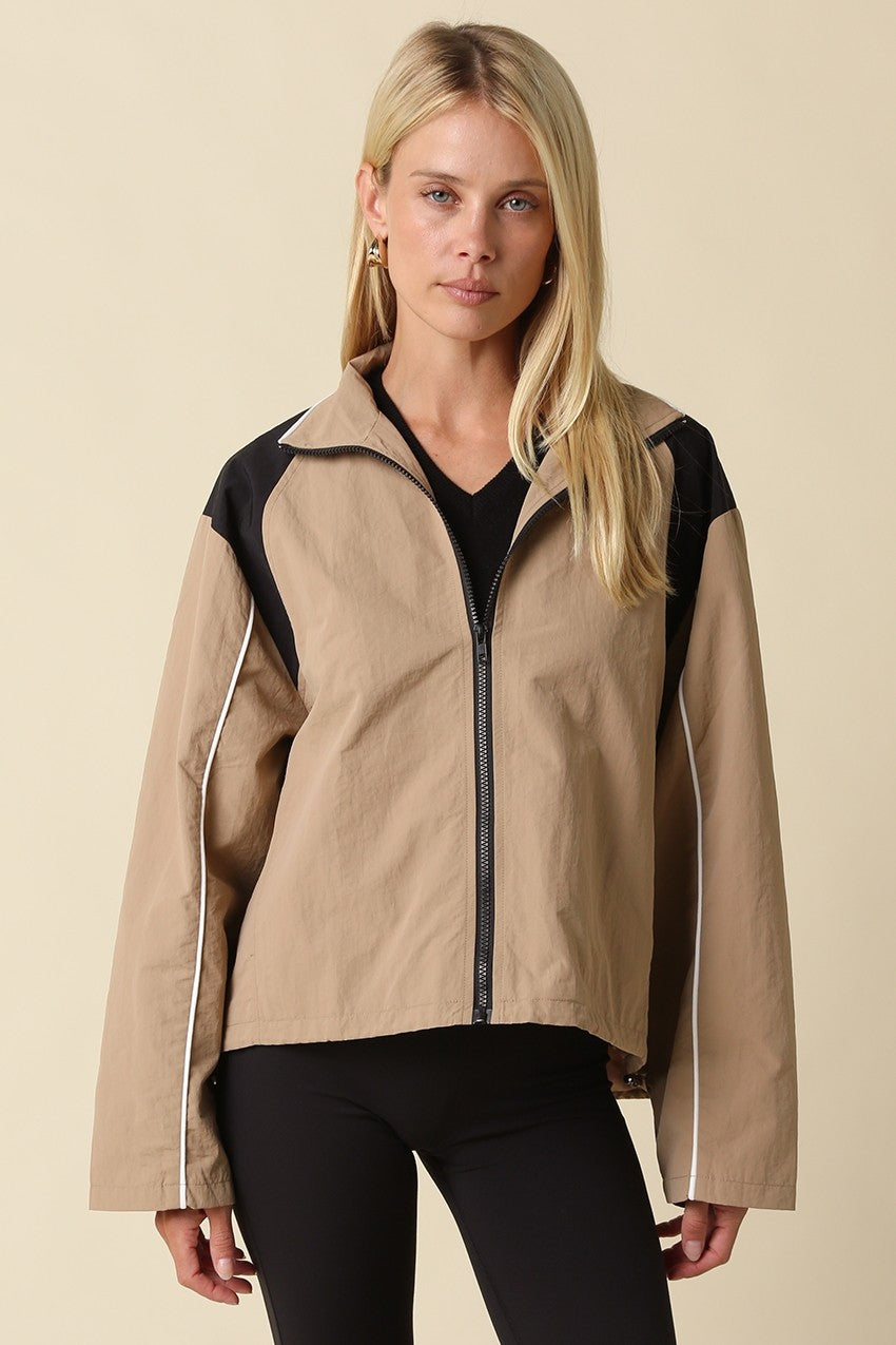 Eloise Contrast Panel Zip-up Jacket