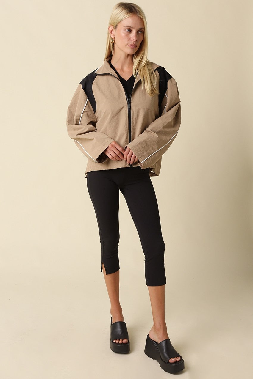 Eloise Contrast Panel Zip-up Jacket