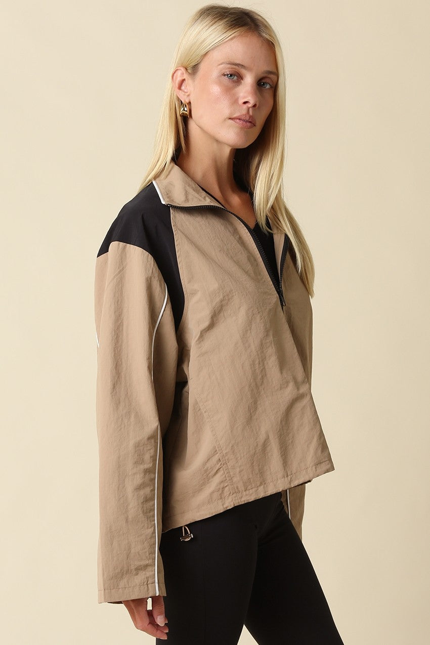 Eloise Contrast Panel Zip-up Jacket