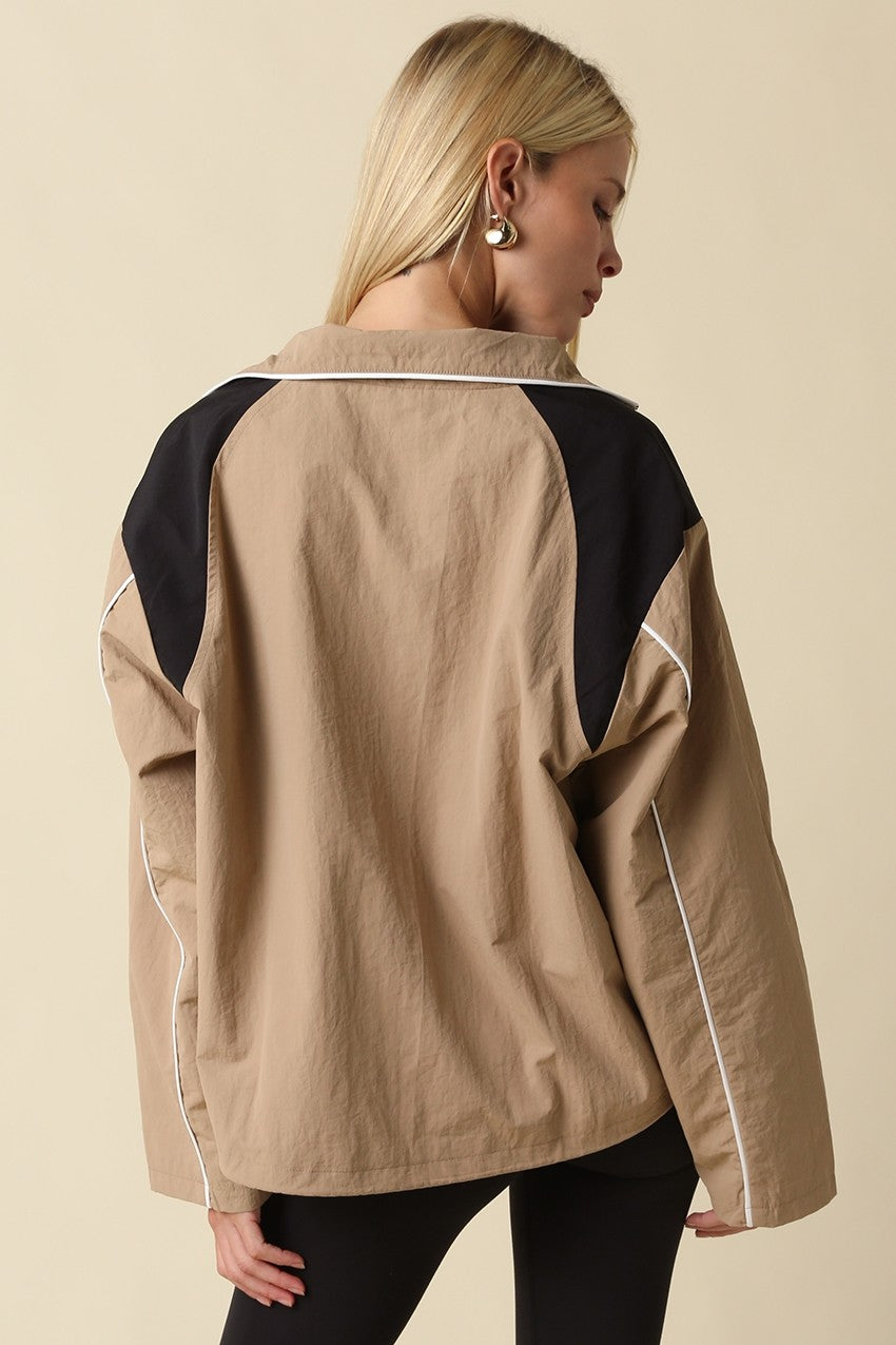 Eloise Contrast Panel Zip-up Jacket