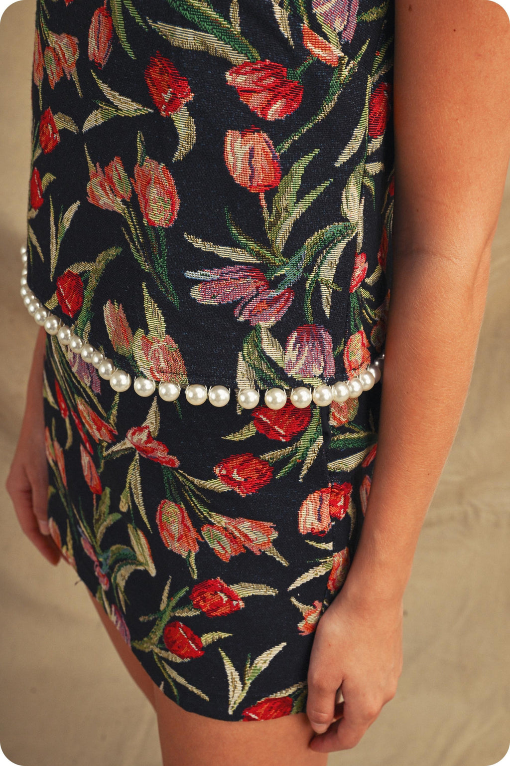 Floral Jacquard Pearl Trim Set