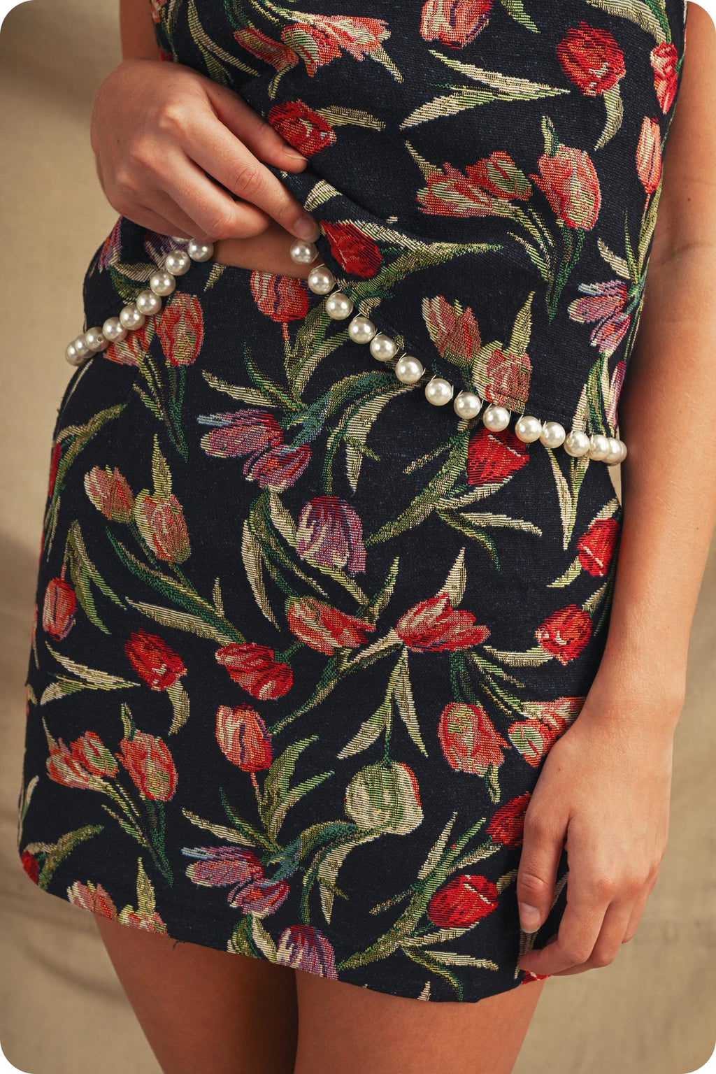 Floral Jacquard Pearl Trim Set