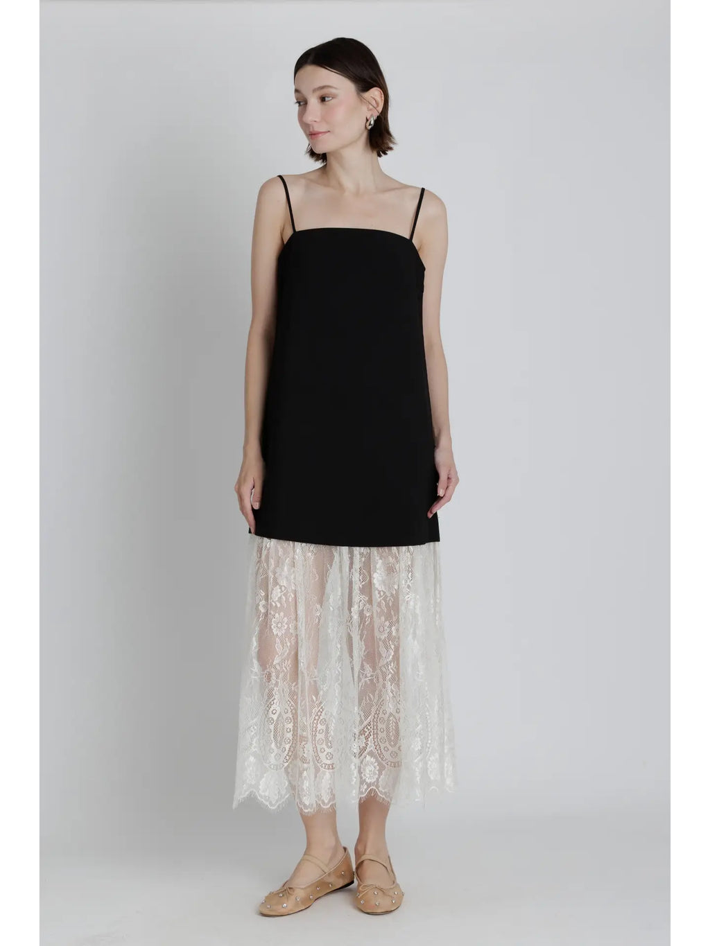 Lace Trim Midi Dress