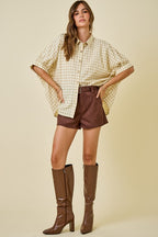 Honey Gingham Puff Sleeve Shirt
