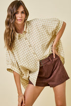 Honey Gingham Puff Sleeve Shirt