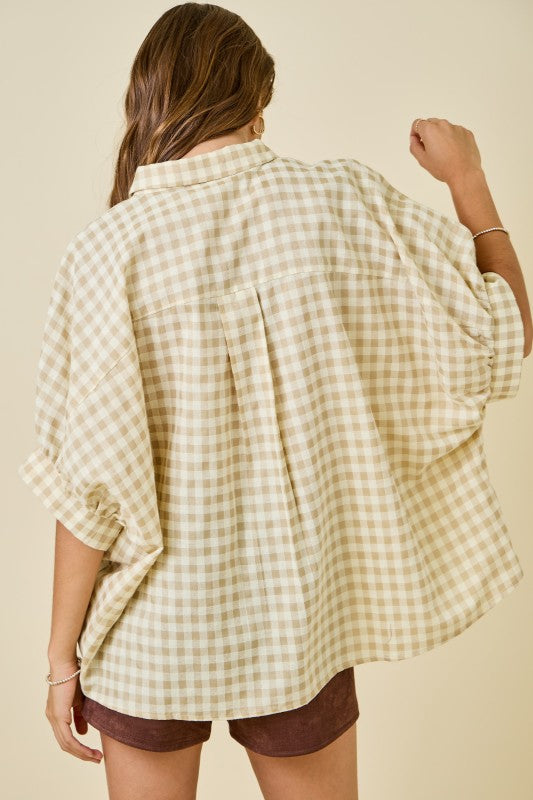 Honey Gingham Puff Sleeve Shirt
