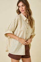 Honey Gingham Puff Sleeve Shirt