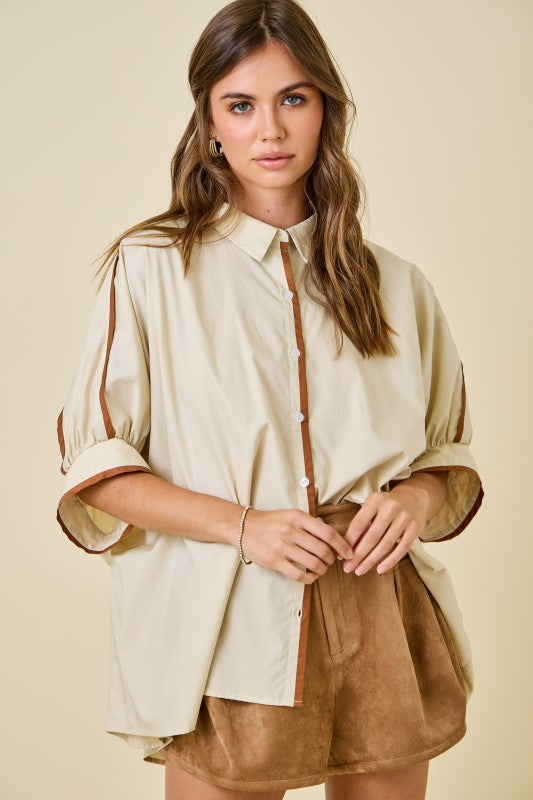 Sandstone Trim Relaxed Button-Down