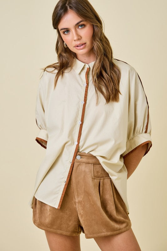 Sandstone Trim Relaxed Button-Down