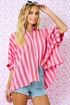 Candy Stripe Puff Sleeve Shirt