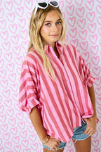 Candy Stripe Puff Sleeve Shirt