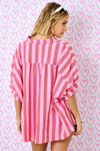 Candy Stripe Puff Sleeve Shirt