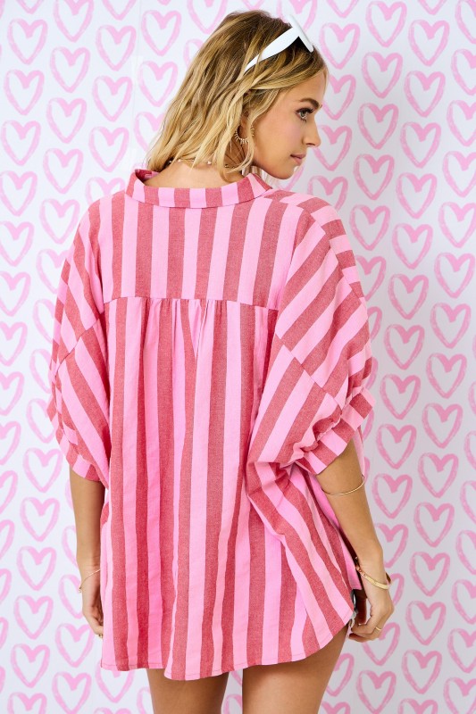 Candy Stripe Puff Sleeve Shirt