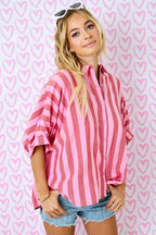 Candy Stripe Puff Sleeve Shirt