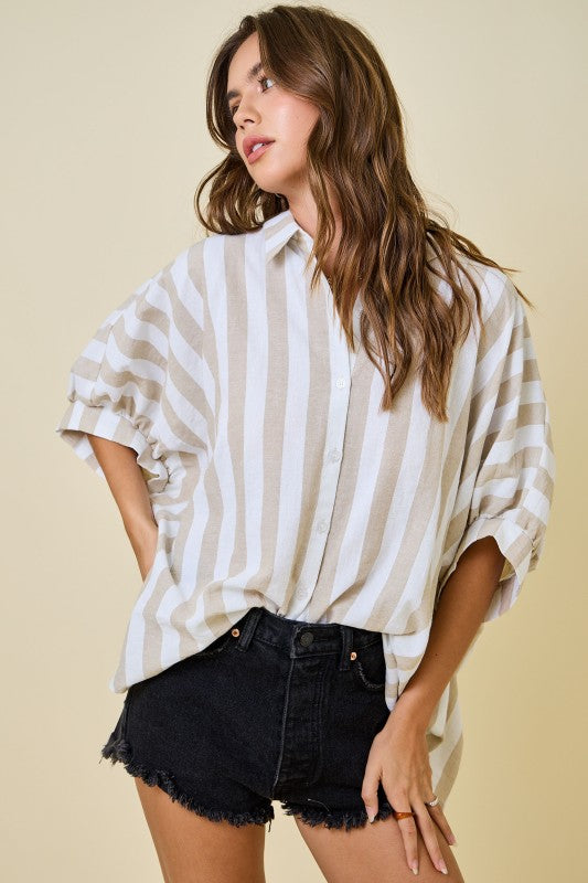Candy Stripe Puff Sleeve Shirt