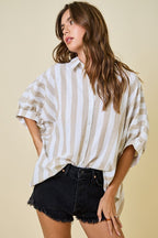 Candy Stripe Puff Sleeve Shirt