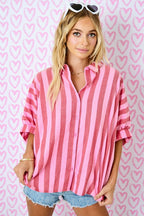 Candy Stripe Puff Sleeve Shirt