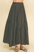 Black Structured Maxi Skirt