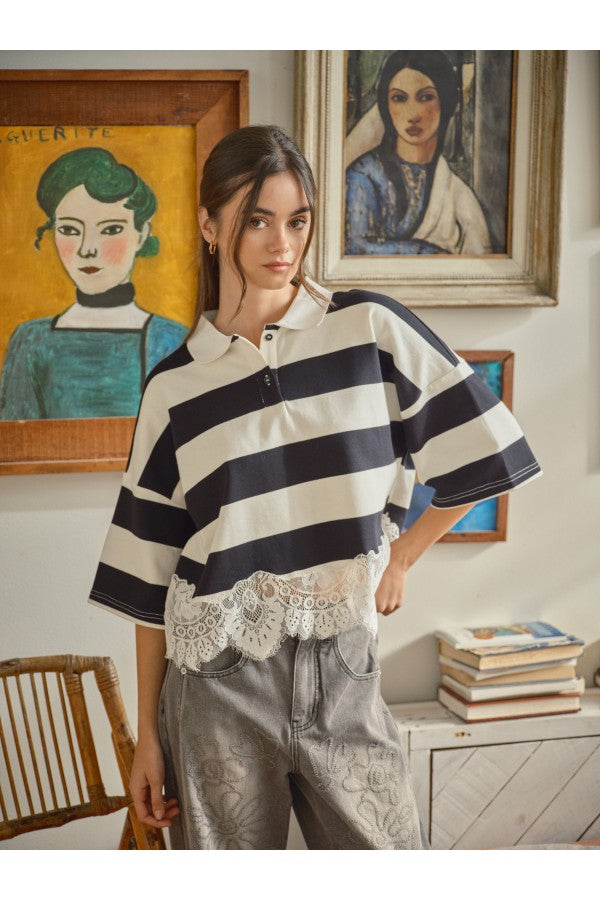 Harper Lace Polo Top