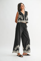 Noir Blossom Embroidered Set