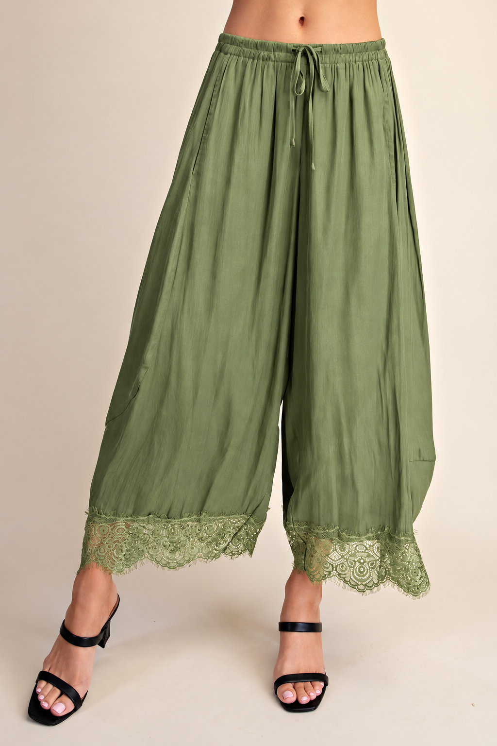 Cropped Lace Balloon Pants