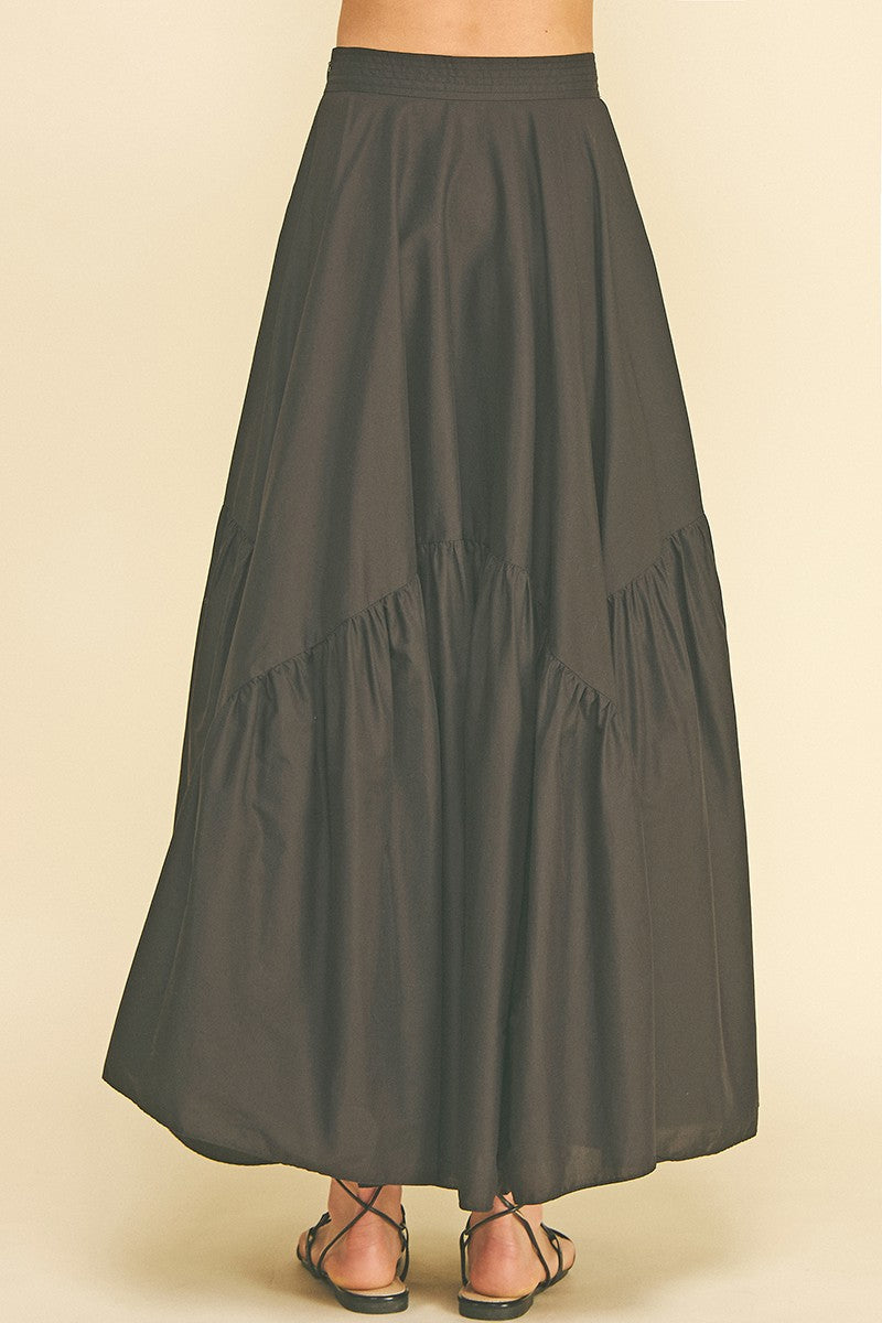 Black Structured Maxi Skirt