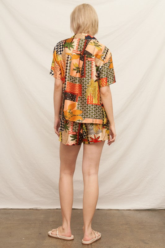 Mosaic Tropic Button-Up Set