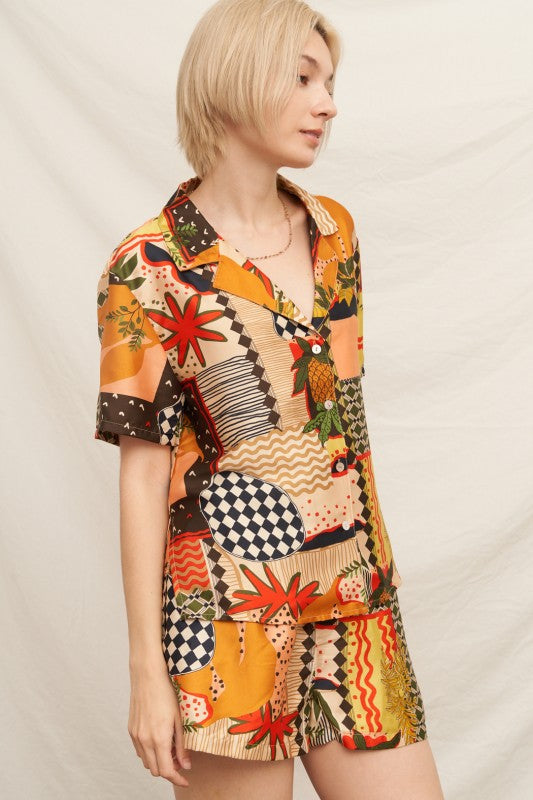 Mosaic Tropic Button-Up Set