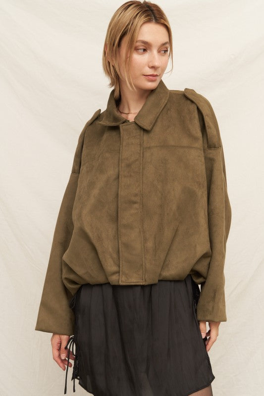 Olive Luxe Suede Jacket