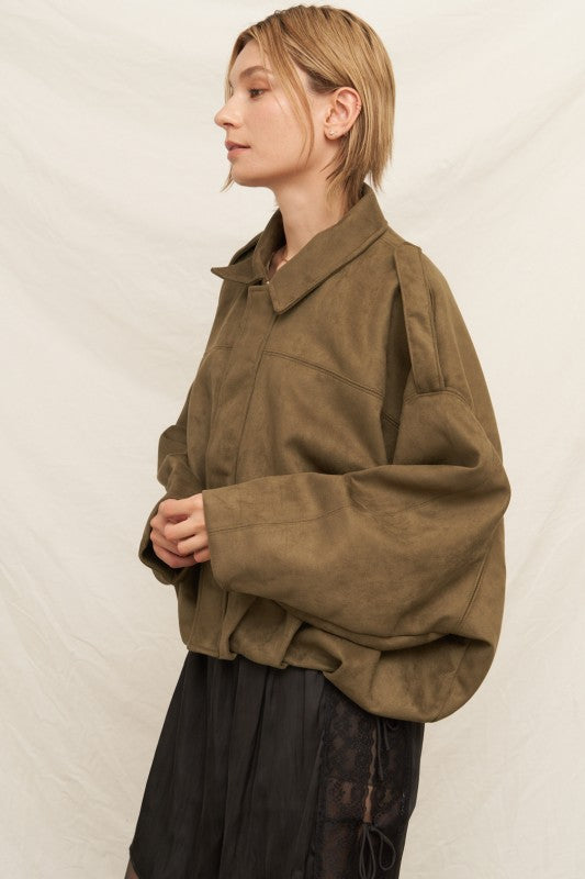 Olive Luxe Suede Jacket