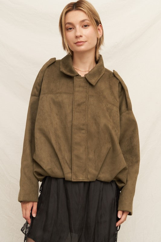 Olive Luxe Suede Jacket
