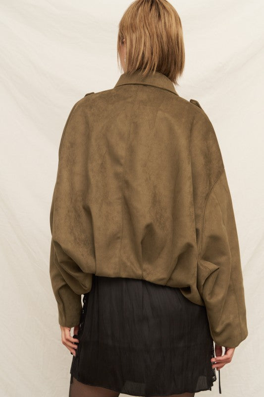 Olive Luxe Suede Jacket