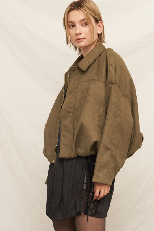 Olive Luxe Suede Jacket