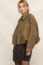 Olive Luxe Suede Jacket