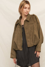 Olive Luxe Suede Jacket