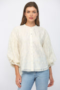 Embroidered Puff Sleeve Blouse