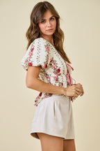 Blush Garden Tie-Front Top
