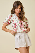 Blush Garden Tie-Front Top
