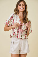 Blush Garden Tie-Front Top