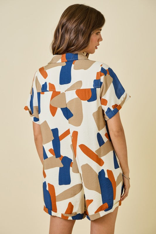 Geometric Printed Romper