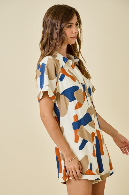 Geometric Printed Romper