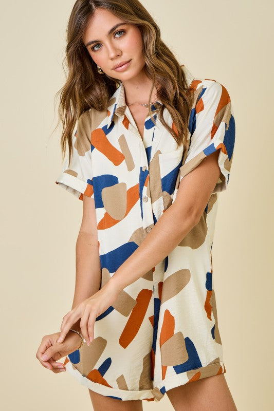 Geometric Printed Romper
