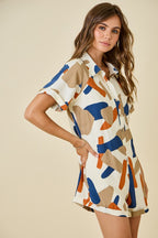 Geometric Printed Romper
