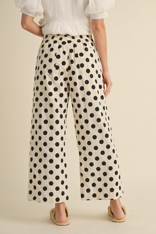 Polka Dot Print Wide Pants