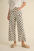 Polka Dot Print Wide Pants