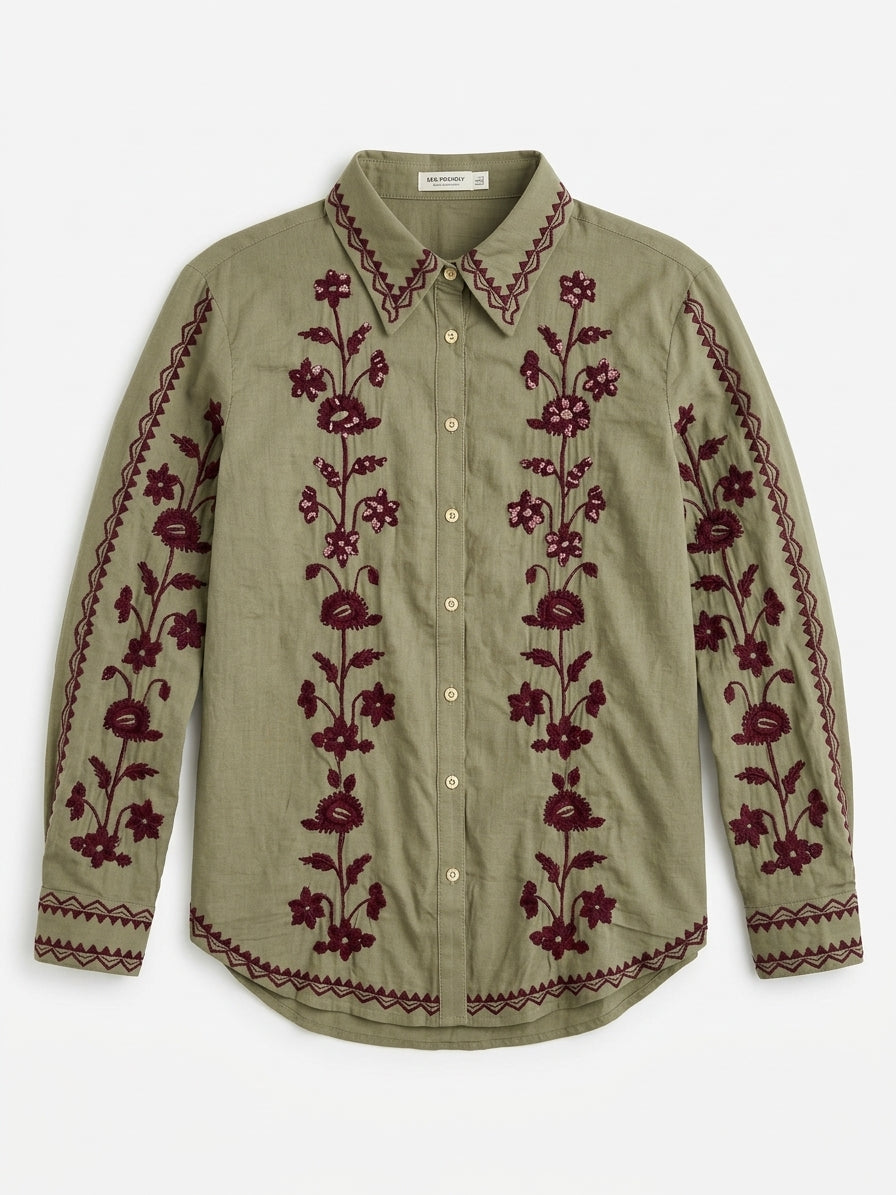 Desert Bloom Embroidered Shirt