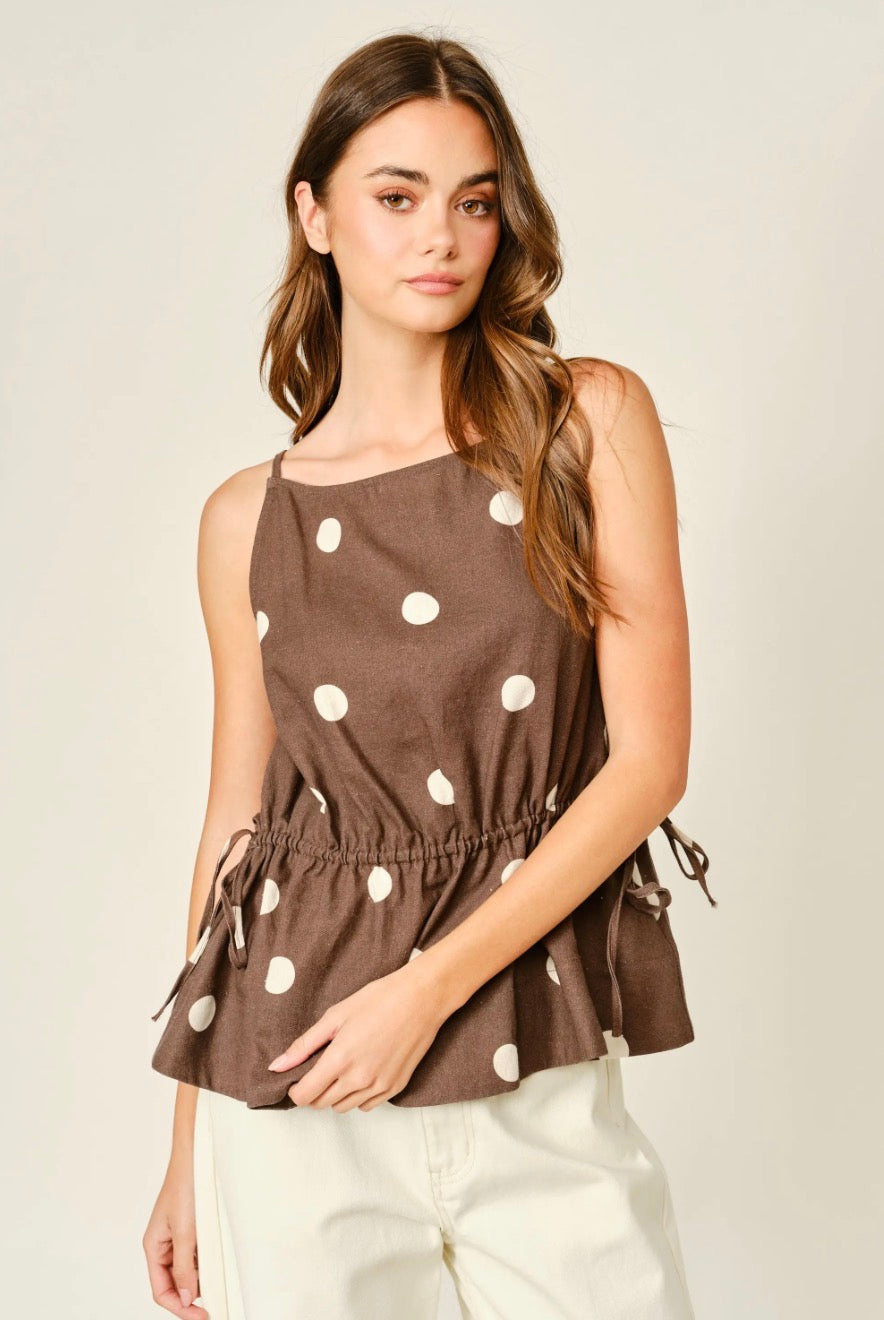 Mocha Polka Dot Sleeveless babydoll